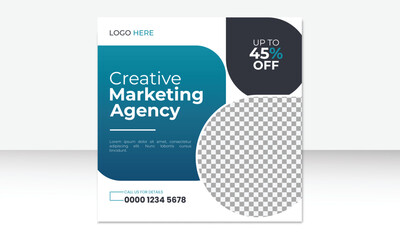 Corporate Social media post design template, digital business agency marketing social media post and banner template design.
