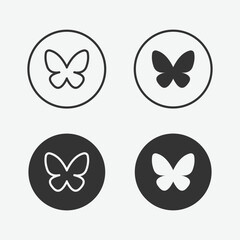 vector illustration of butterfly icon on grey background for website, ui ux and mobile design. vector illustration
