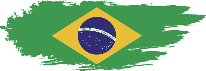 Brazil flag on brush paint stroke.
