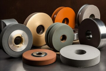 Grinding wheels collection. Grain size disc spinning round. Generate Ai - obrazy, fototapety, plakaty