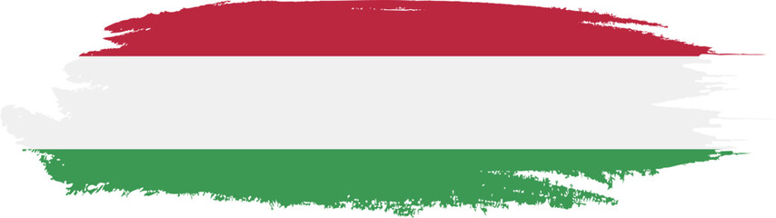 Hungary flag on brush paint stroke.
