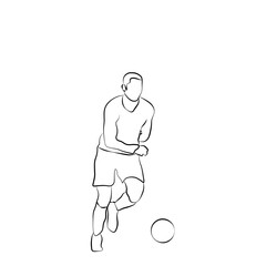 Guy Playing Soccer Athlete Line Art, hand drawn of a football player.champion, championship, contour, guy, match,