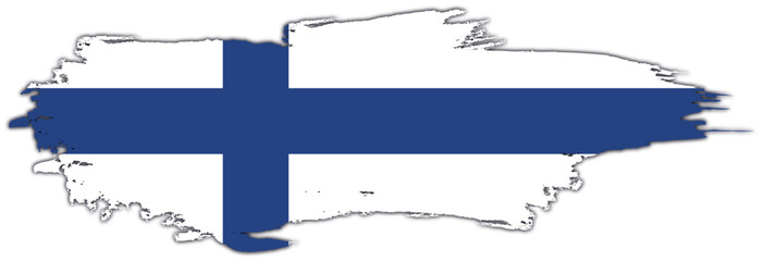 Finland flag on brush paint stroke.
