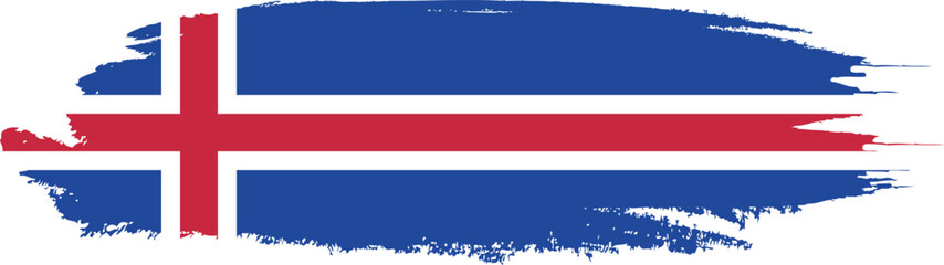 Fototapeta premium Iceland flag on brush paint stroke. 