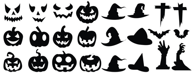 set of silhouettes of Halloween . Vector illustration design