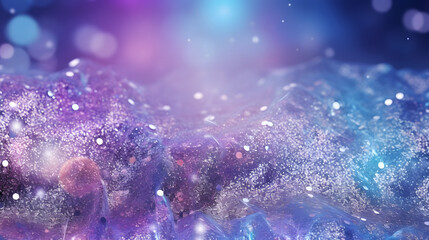 abstract glitter silver, purple, blue lights background. Generative Ai.
