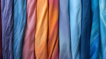 Colorful collection of Denim textile samples. Multicolor Fabric texture background marble texture. Generative Ai.