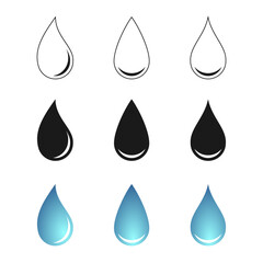 vector water drop icon set. vector illustration isolated on white background.