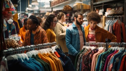 Diverse people shopping in a store