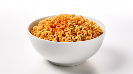 Fototapeta na wymiar Bowl of instant noodles isolated on white background. Made with generative ai