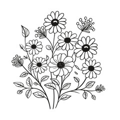 line drawing, line art png, line art prints, spring clipart, line art rose, rose clipart, floral svg, flower png, wildflower svg, flower clipart, bouquet svg, tattoo svg, line art, svg files, svg file