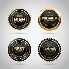 Luxury golden badges and labels. Retro vintage circle badge design