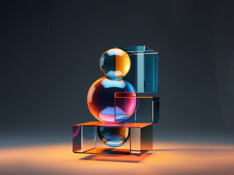 3d render of a glowing symbol made of spheres