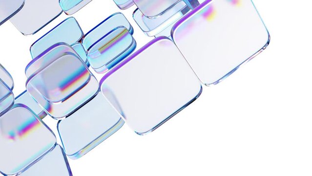 Abstract 3d render, rotating glass blocks, 4k seamless looped video