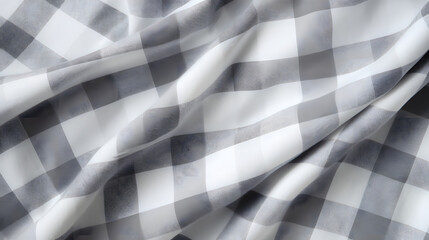 Grey and white plaid fabric texture as a background. Generative Ai.