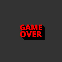 Game over icon isolated on black background 