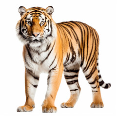 A tiger is standing on an isolated background. Generated AI