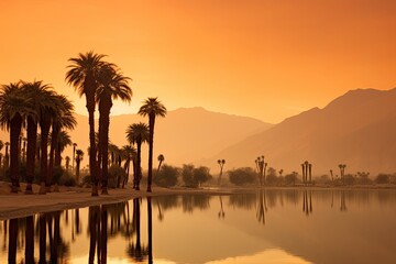 Obraz premium Calm desert view with palm trees