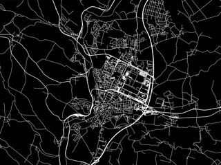 Vector road map of the city of Mlada Boleslav in the Czech Republic with white roads on a black background.