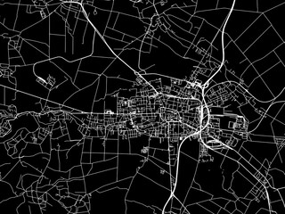 Vector road map of the city of Prostejov in the Czech Republic with white roads on a black background.