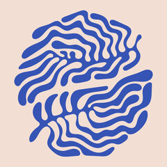 Abstract coral aesthetic modern art style. Botany in minimalist boho style. Matisse plants style in art. Vector design. Composition of two branches in a circle