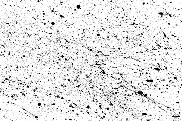 Black blobs isolated on white. Ink splash. Brushes droplets. Grainy texture background. Vector illustration.  