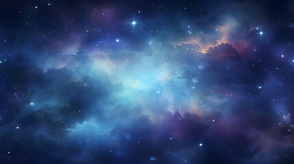Night sky - Universe filled with stars, nebula and galaxy. Generative Ai.