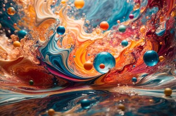 Colorful abstract background of oil paint mixing in water. Colorful background