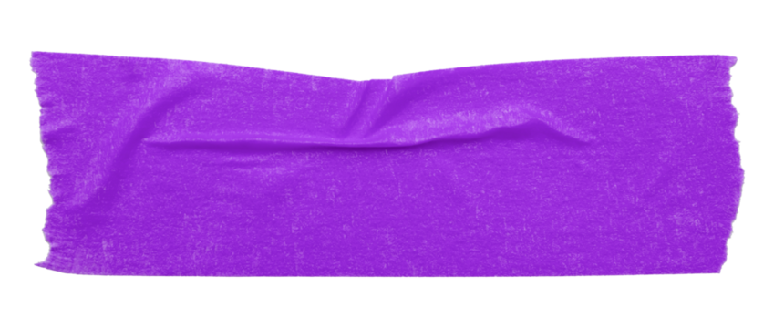 purple crumpled torn tape isolated on transparent background