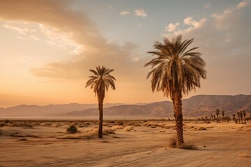 Obraz premium Calm desert view with palm trees