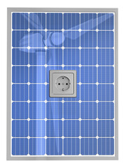 3d Solarpanel mit Steckdose und Strom Stecker und Windrad für grünen Strom, isoliert und transparenter