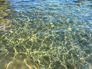 Transparent water in the sea.