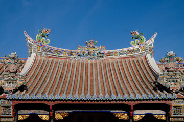 Beautiful architecture ornament with the symbolism of prosperity and good lucky on top of the...