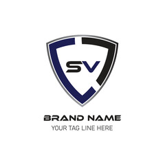 SV BRAND LETTER LOGO DESIGN VECTOR shield logo
