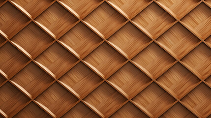 Seamless diamond grid wood lattice texture. Generative Ai.