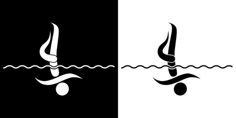 Pictogrammes représentant la compétition de la natation artistique, une des disciplines des sports aquatiques. - obrazy, fototapety, plakaty