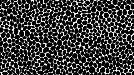 Seamless hand drawn small dense polkadot animal spots pattern in white on black background. Abstract aboriginal dot art motif or organic cellular texture in a trendy doodle line art or . Generative Ai