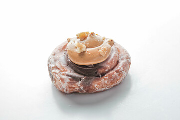 Cinnamon roll caramel and chocolate filling inside.