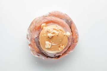 Cinnamon roll caramel and chocolate filling inside.