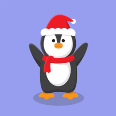 cute christmas penguin mascot character
