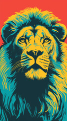 Obraz premium Vibrant glowing lion logo. Modern design.