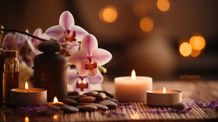 Fotobehang Thai massage spa object, wellness and relaxation concept. Aromatherapy body care © brillianata