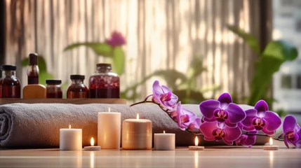 Fotobehang Massagesalon Thai massage spa object, wellness and relaxation concept. Aromatherapy body care