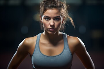 Fototapeta na wymiar a young woman engaged in a rigorous workout, her determination and dedication to physical wellness evident in her intense exercise routine