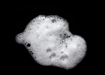  liquid white foam from soap or shampoo or shower gel Abstract soap bubbles. Set foam, and soap bubble isolated on black, with clipping path texture and background.