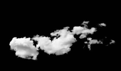 Set of white clouds or smog for design isolated on a black background.