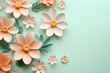 Flower in 3d clay style on pastel color background.