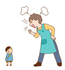 子供を叱る男性保育士