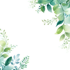 Green leaves in watercolor style frame background.