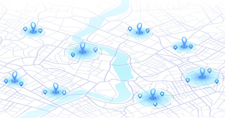 City top view. View from above the map buildings. View from above the map buildings. Detailed view of city. Decorative graphic tourist map. Abstract transportation background. Vector, illustration.